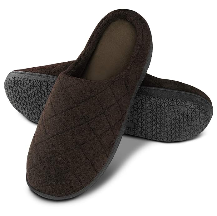 homeideas men's woolen fabric memory foam house slippers