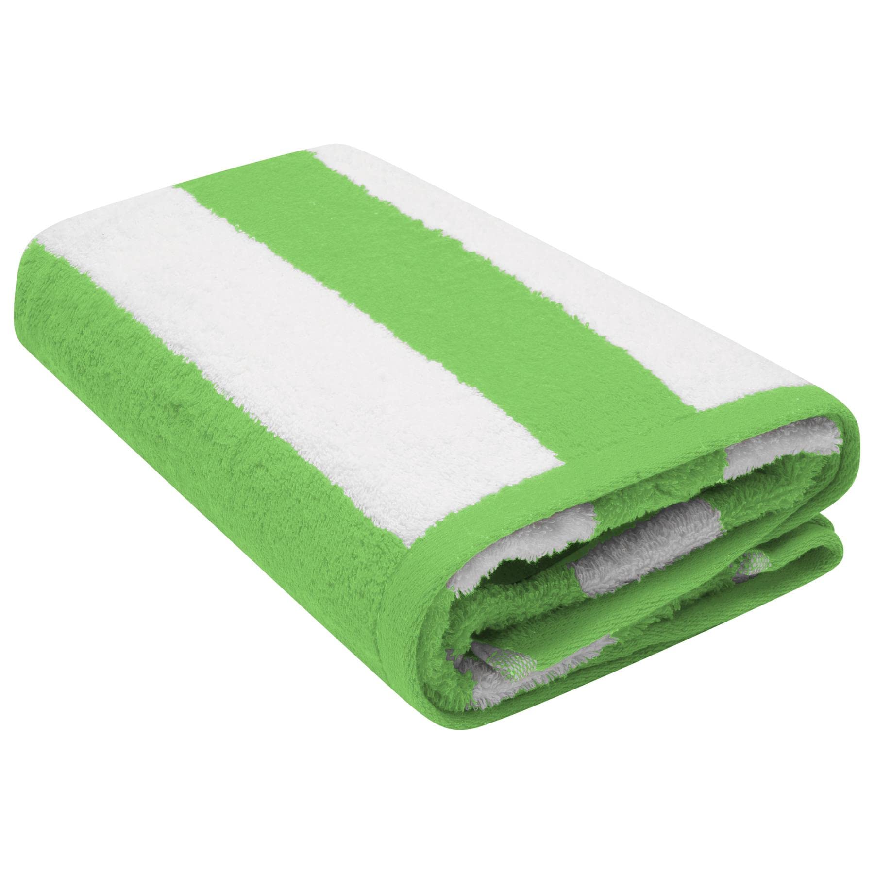 K Collection Cabana Stripe Beach Towel - Pack of 2 (76 x 152 cm) - 100% Ringspun Cotton, Heavy Weight (450 GSM) & Highly Absorbent (Green - Pack of 2)