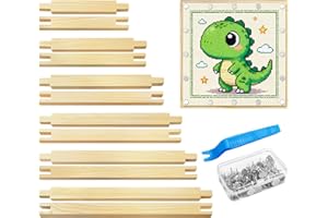 tutata 24 Pcs 12 Sets Stretcher Bars for Needlework, 6 Sizes Wooden Canvas Stretcher Bars, 60 Thumb Tacks and Tacks Remover, 