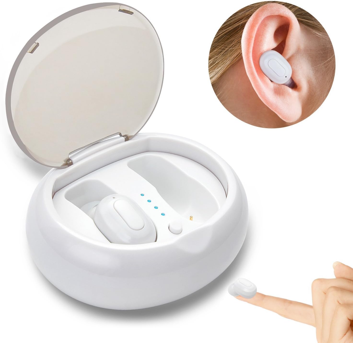 Wireless Bluetooth Earbuds,DryMartine V4.2 Mini Headset Sport Earphone With Buil-In Mic and Charging Box,IPX5 Noise Cancelling Waterproof In Ear Headphone All types of Phone for Iphone,Andorid (White)