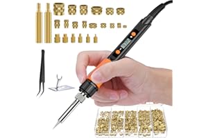 Preciva Threaded Inserts Set, 300Pcs Heat Set Inserts with M2 M3 M4 M5 M6 M8 Insert-Tip, 100W Digital Soldering Iron, Holder 