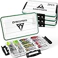 Ghosthorn Fishing Tackle Box, Waterproof 3600 and 3700 Tackle Trays, Plastic Tackle Box Organizer with Removable Dividers Storage Lure Box for Lures 1 and 4 Pack