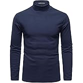 PARKLEES Men's Mock Turtleneck Micro Fleece Sweater Stretch Slim Fit Long Sleeve Thermal Base Layer for Cold Weather
