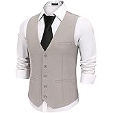 COOFANDY Men's Business Suit Vests Slim Fit Formal Dress Waistcoat Groomsman Vest For Wedding