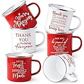 Sieral 6 Pcs Thank You Coffee Mug Gifts, Staff Employee Appreciation Gifts Bulk, 12 oz Inspirational Enamel Mugs, Valentines Appreciation Gift for Coworkers Team Office Staff Nurse Teacher (Red)