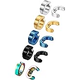 10 Pieces Non-Piercing Earrings Ear Clip Fake Ear Hoops for Men and Women Stainless Steel