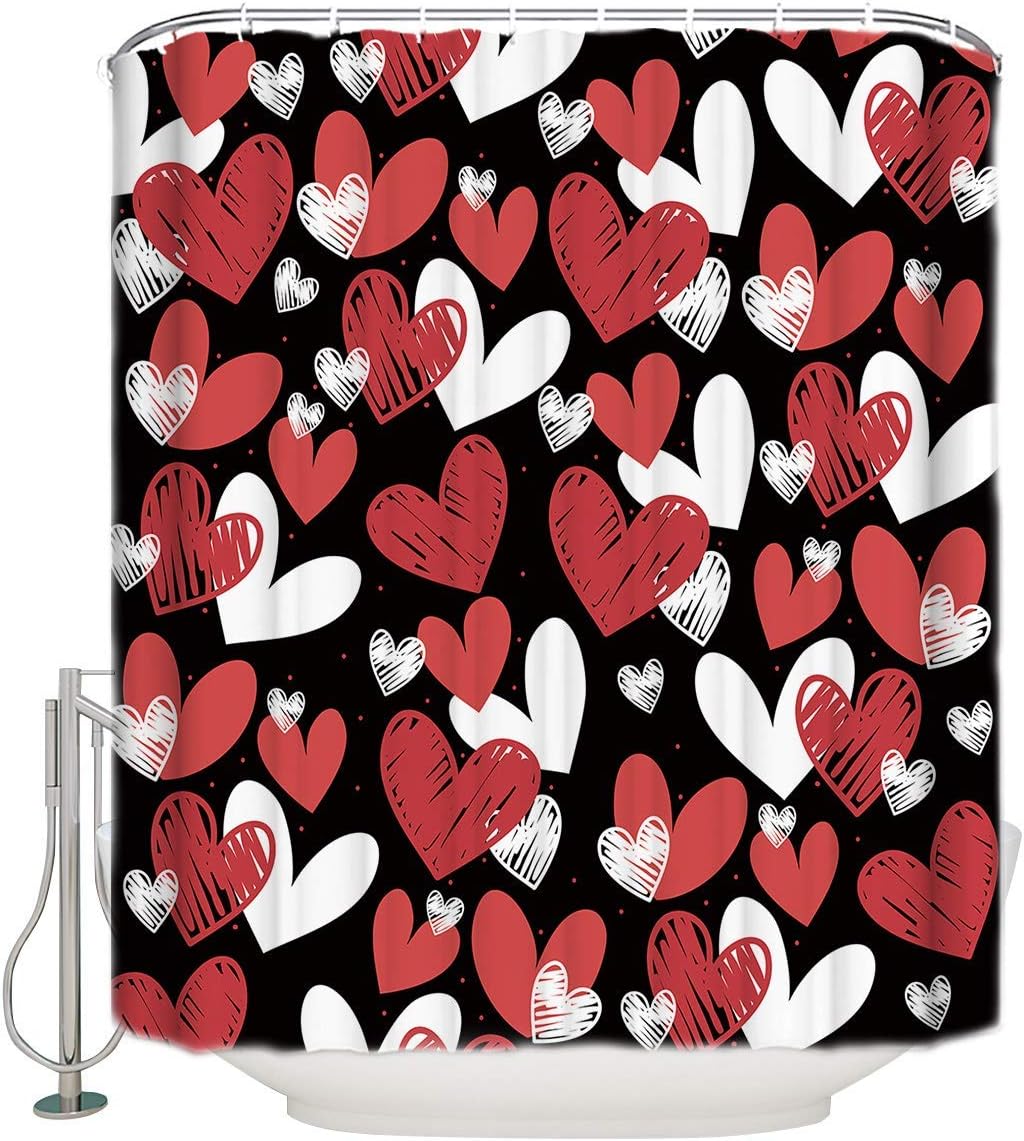 CLXMT Premium Waterproof Shower Curtain Valentine's Day