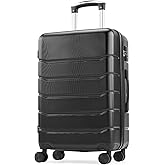 OLIXIS 20 Inch Carry-On Luggage, Hardside Suitcase with Spinner Wheels, Lightweight ABS Hard Shell Travel Luggage, TSA Approved Lock, Expandable Small Suitcase for Business & Travel–Black