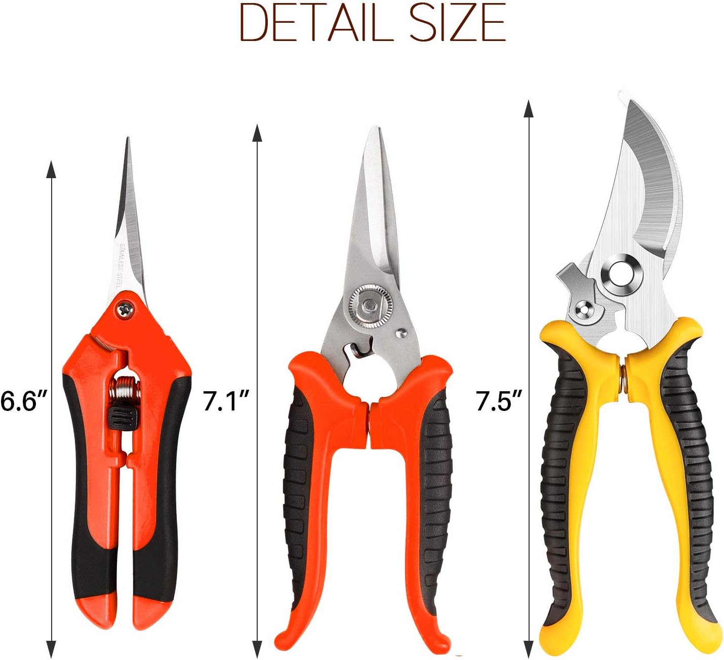 3 Pack Garden Pruning Shears Stainless Steel Blades Handheld Pruners Set with Gardening Gloves: Home Improvement