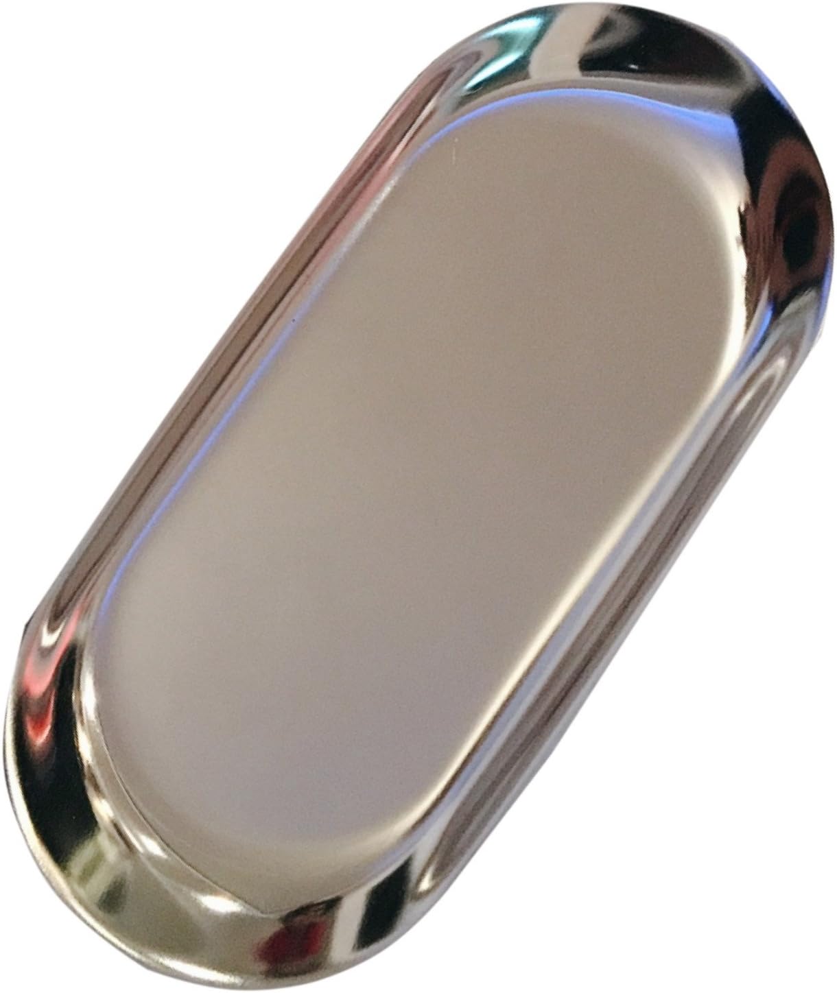 NEWBEER Mirror Candle Plates Storage Tray Stainless Butter Dish Dessert Tray Silver Key Dish Silver Trinket Dish for Jewelry Afternoon Tea 7x3inch 4oz