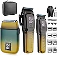 Zesuti Professional Barber Hair Clippers Trimmer Shaver Set for Men,Cordless Hair Cutting Kit & Zero Gap T-Blade Trimmer & 8500 RPM Electric Shaver Combo with EVA Case,Mens Gift