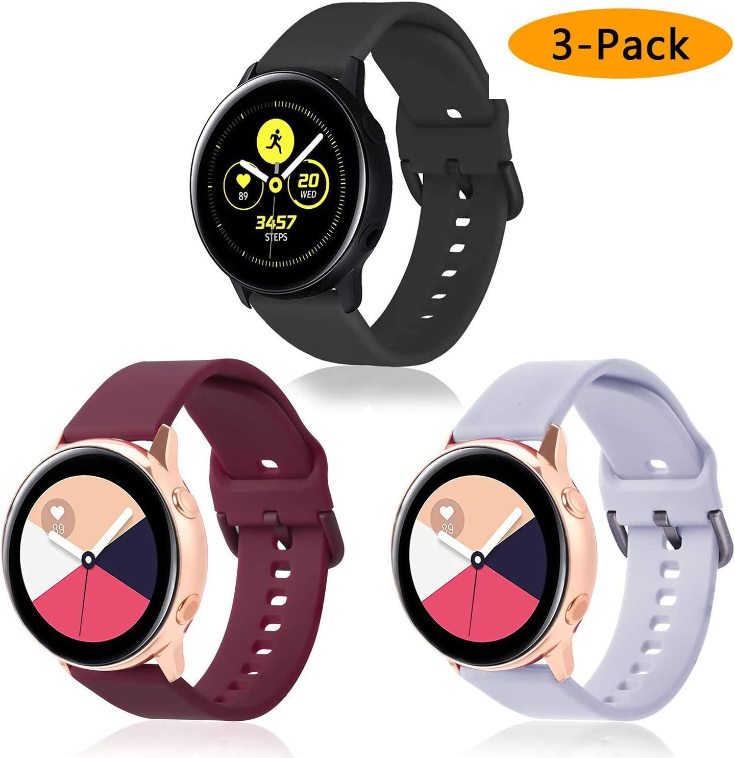 Amazon Com Koreda Compatible With Samsung Galaxy Watch Active 2 40mm 44mm Galaxy Watch 42mm Galaxy Watch 3 41mm Bands Sets 20mm Soft Silicone Sport Strap Wristbands Replacement For Galaxy Watch Active 40mm Gear Sport Smartwatch