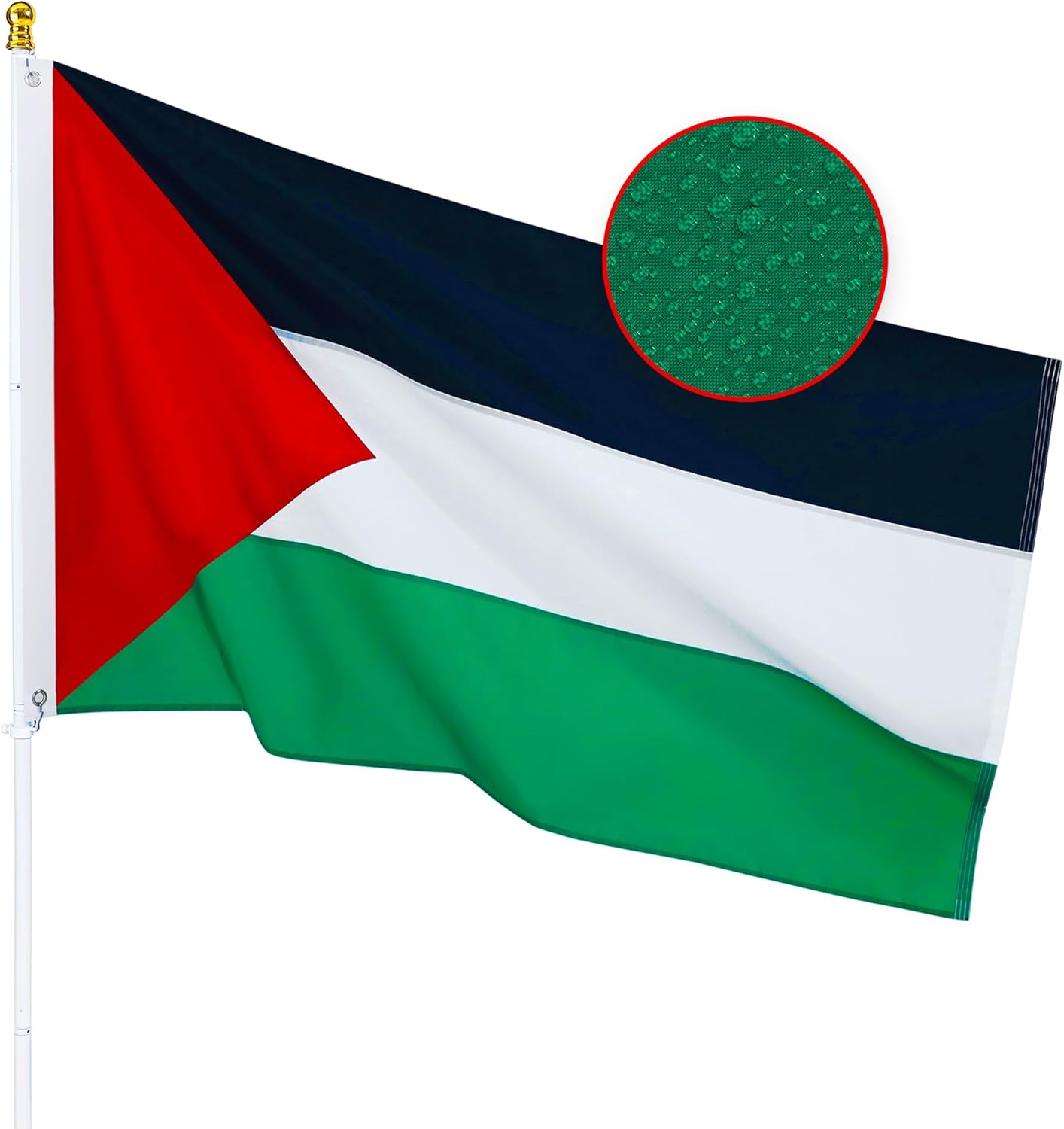 Flags - Palestinian Flag 3x5 Feet for Outside - Heavy Duty Nylon, Sewn Stripes, Fade Proof, Longest Lasting - Palestine National Flag 3 X 5 FT with Brass Grommets Party Festival Indoor and Outdoor Decor