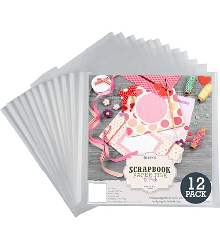 36-Piece 12x12 Inch Scrapbook Paper Organizers - PVC Storage Sleeves With Customizable Tabs
