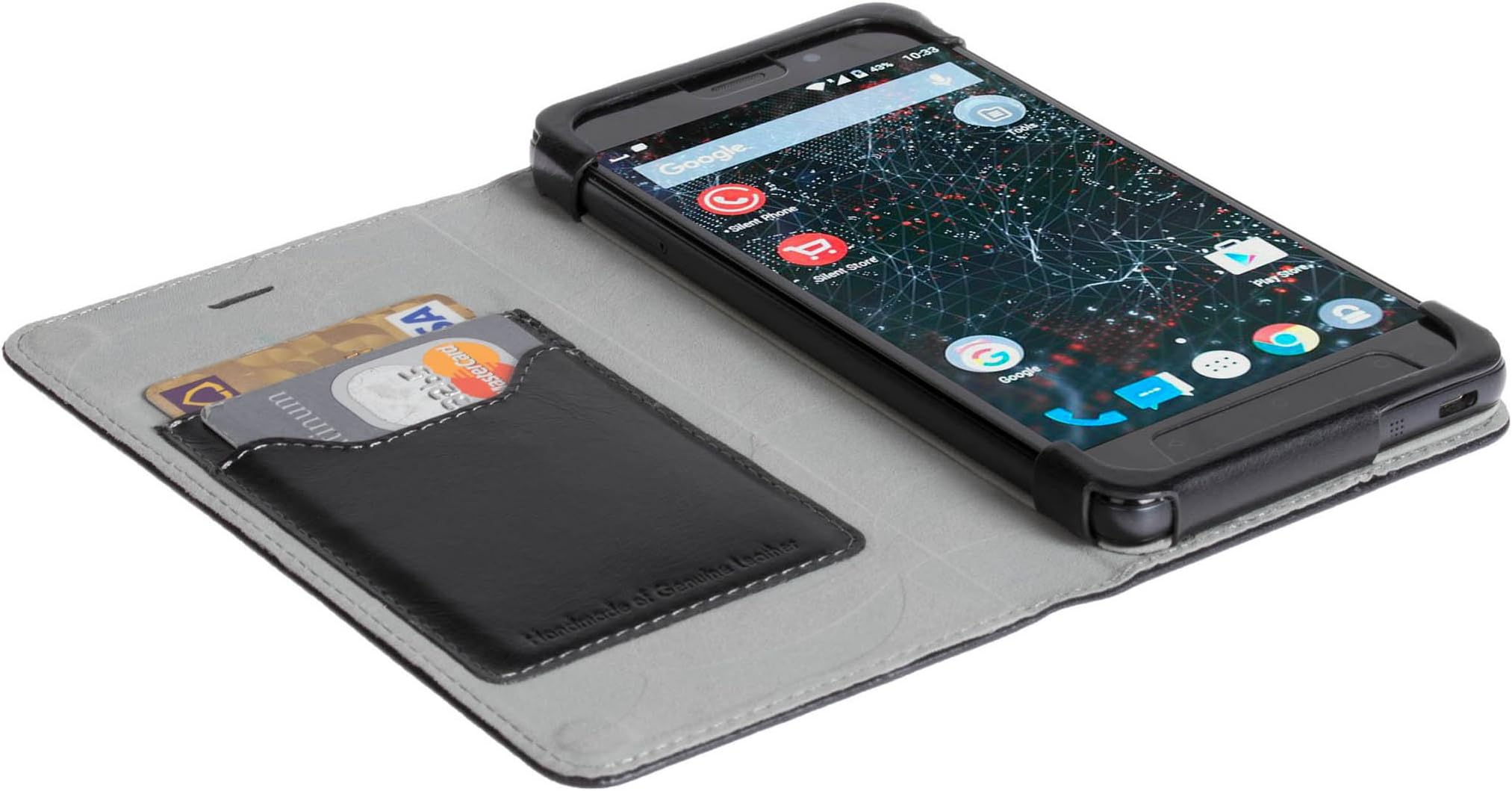 Official Krusell Kiruna Leather Flip Case for Silent Circle Blackphone 2 (Black)