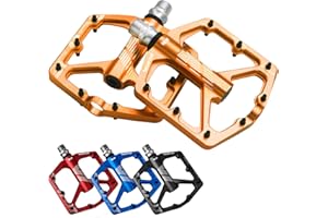 Bike Pedals Mountain Bike Adult, Light MTB Flat Pedals Grippy w 20pcs Non-Slip Studs, Glass Fiber Nylon Composite Platform Pe