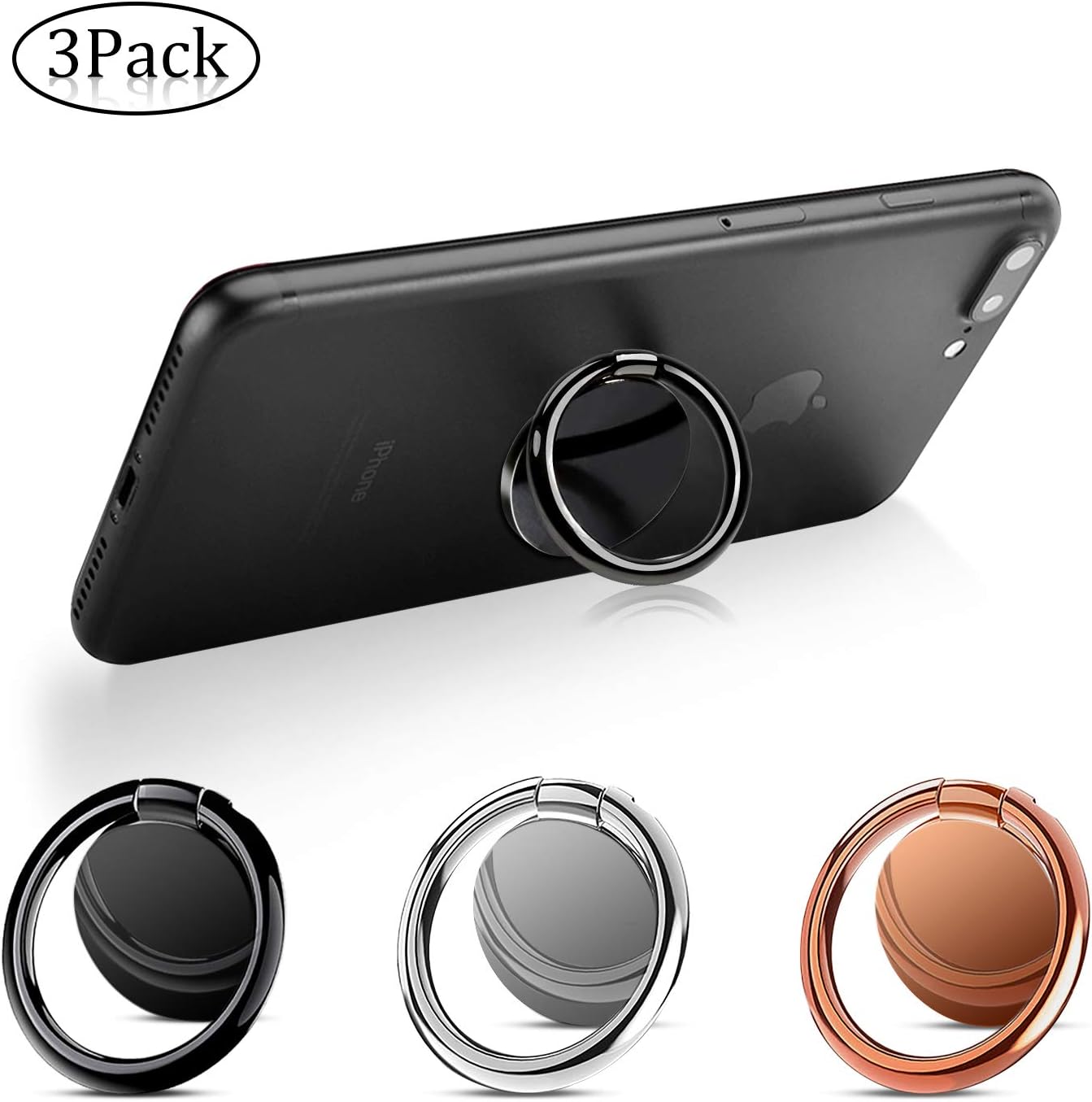 aovowog Phone Ring Holder Upgraded Practical Mobile Phone Ring Stand Grip 360 Rotating Metal for iPhones Samsung Huawei Moto LG Sony Nexus - [3 Pack]