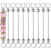 10 Pcs Blank Beadable Keychain Bars Metal DIY Focal Bead Keychain Bar Charms Eady Detachable Key Chain Making Accessories for Pendant DIY Crafts Jewelry Making Gift Women Men Silver 3.9 × 0.47 Inches