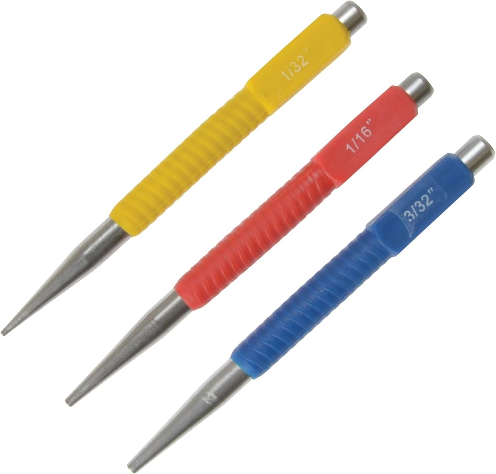 Blue Spot Nail Punch Set 3 Pieces 22445 Tools Knurled Handles