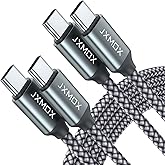 JXMOX USB C to USB C Cable,Braided USB C Charger Cable (3.3ft, 2 Pack) 60W Fast Charging Cord for iPhone 16 Pro Max/15 Pro Ma