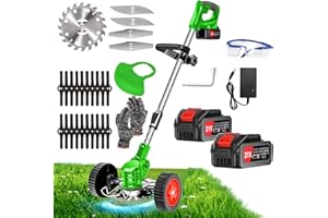 TUCSSARG Cordless Weed Wacker Electric Weed Trimmer Battery Operated,21V Lawn Mower Grass Edger with Two 4.0Ah Batteries Grass Trimmers/Lawn Edger/Mower/Brush Cutter/Weed Cutter,Weeder Tool for Lawn Pruning