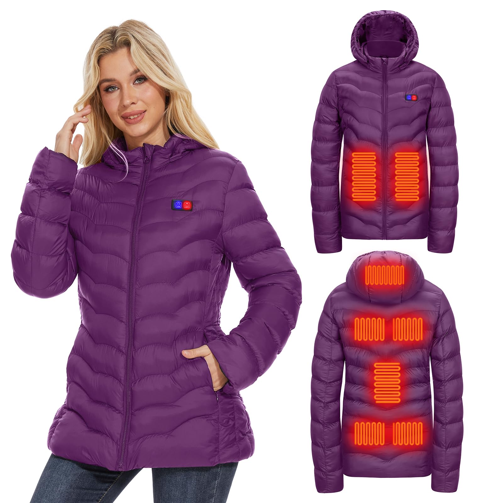 OAOA innovation Womens Heated Jacket with 10000mAh