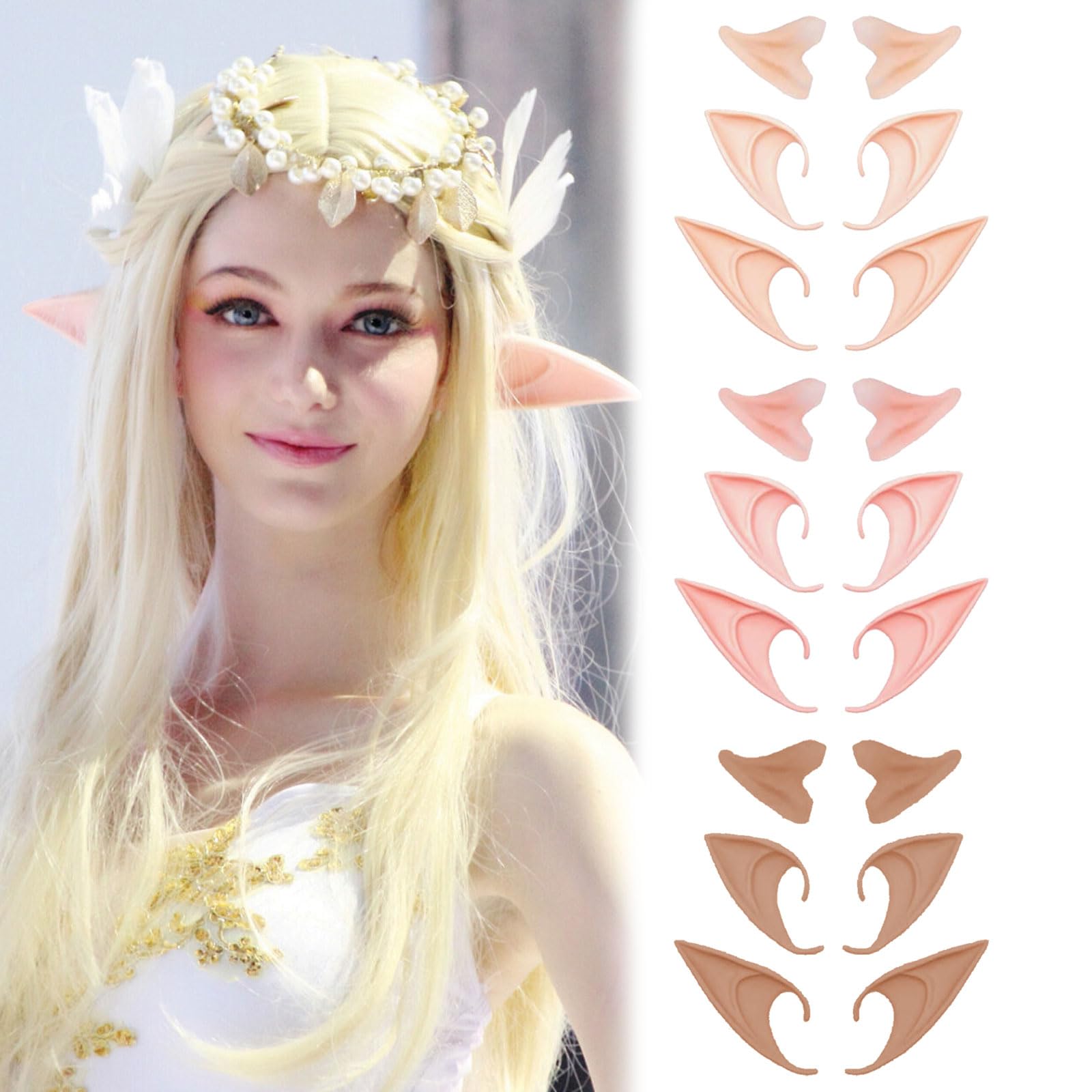 AWAVM 9 Pair Pixie Elf Ear, Fairy Ears, Cosplay Halloween Party Live Broadcast Props, Anime Party Dress Up Costume, Masquerade Ball Elven Vampire Ears