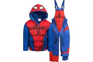 Marvel Spider-Man Boys Snow Suit Set - 2 Piece Insulated Boys Winter Coat Ski Jacket & Ski Pants Bib Overalls for Toddlers
