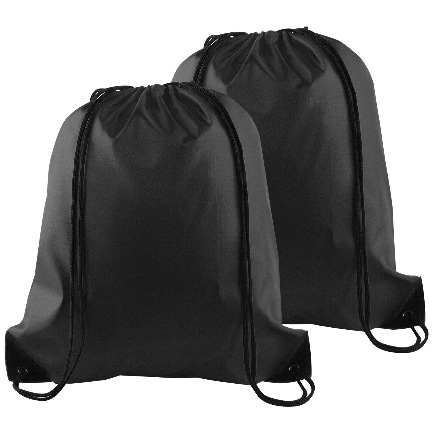 Photo 1 of KUUQA 2 Pcs Drawstring Backpack Bags Sports Cinch Sack String Backpack Storage Bags for School Gym Traveling (Black)