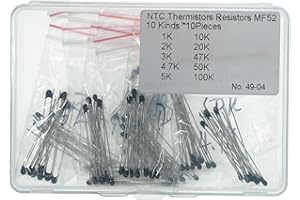 10 Values x 10 Pieces, Total 100 Pieces,NTC Thermistors Resistors MF52 Inrush Current Limiter Temperature Sensor Assorted Kit