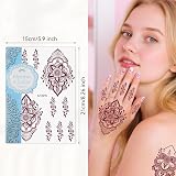 XMASIR 12 Sheets Brown Temporary Tattoos Women Men Lotus Mandala Waterproof view 5