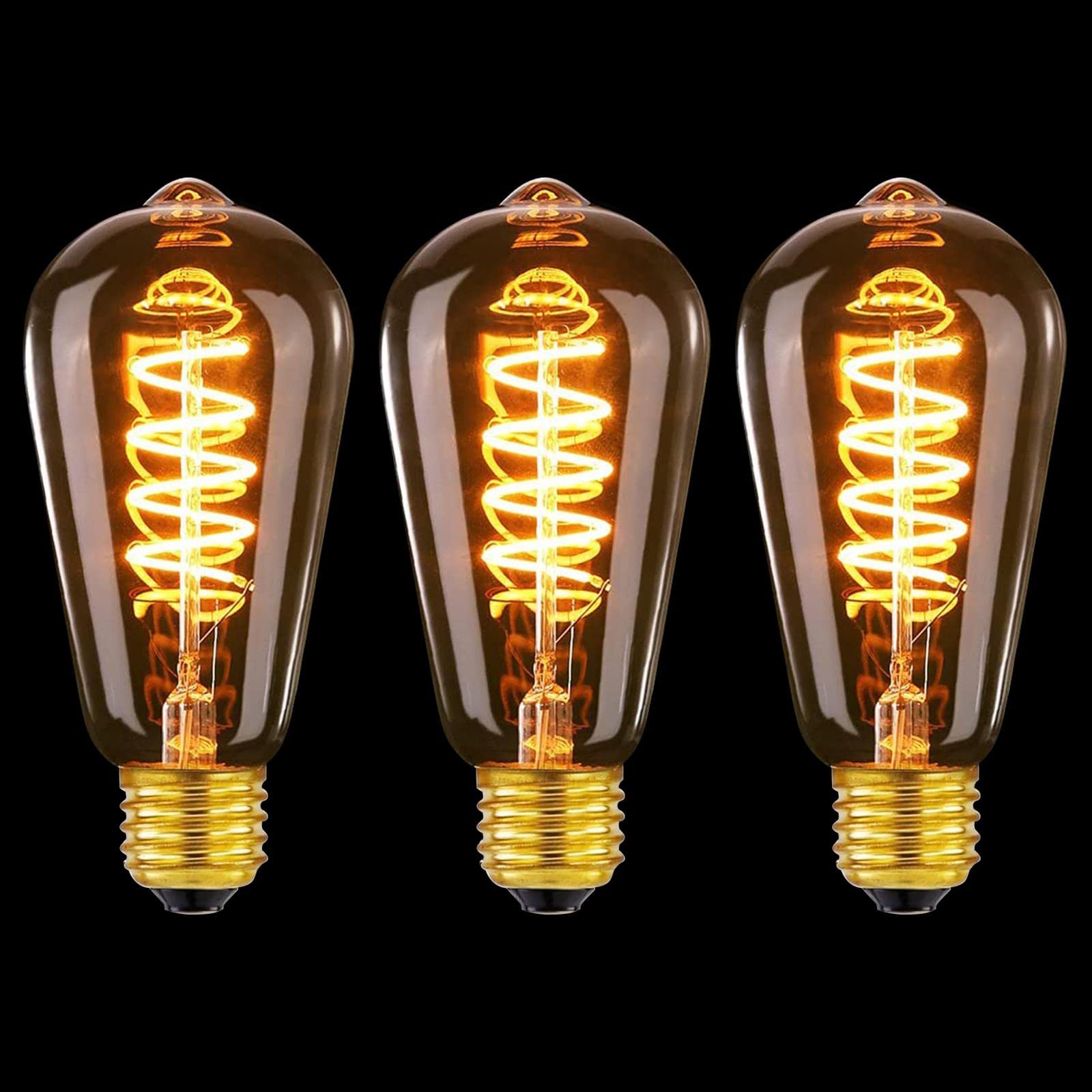MLOQI 3 Pack Vintage Edison LED Light Bulbs 4W 2200K E27 Squirrel Cage Shaped LED Dimmable Bulbs Antique Style Warm Glow E27 Screw Bulb