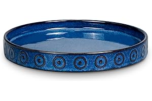 Eightpot Plant Water Catcher Tray - Ceramic Plant Saucer for Outdoors 8 Inch Plant Pot Saucer Plant Drip Tray for Potted Plants Drainage Decorative Round Flower Pot Saucer Blue