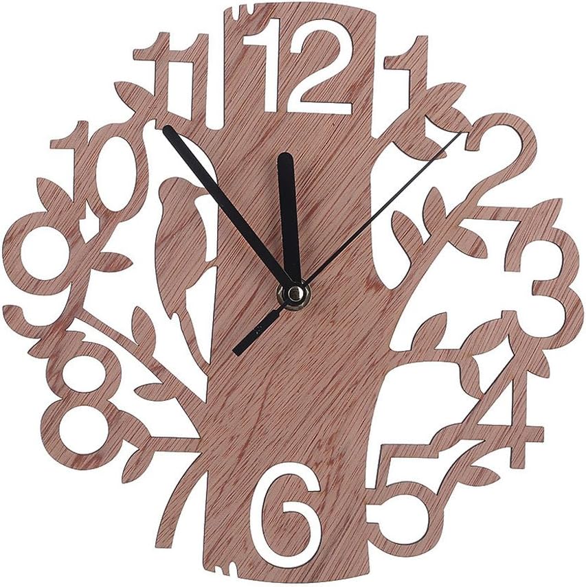 Baiyao Round Modern Wooden Tree Wall Clock 3D DIY Wall Clock Living Room Home Office Decor Gift