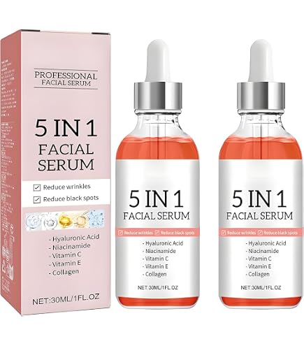 Amazon.com: 5 In 1 Facial Serum with Hyaluronic Acid, Niacinamide