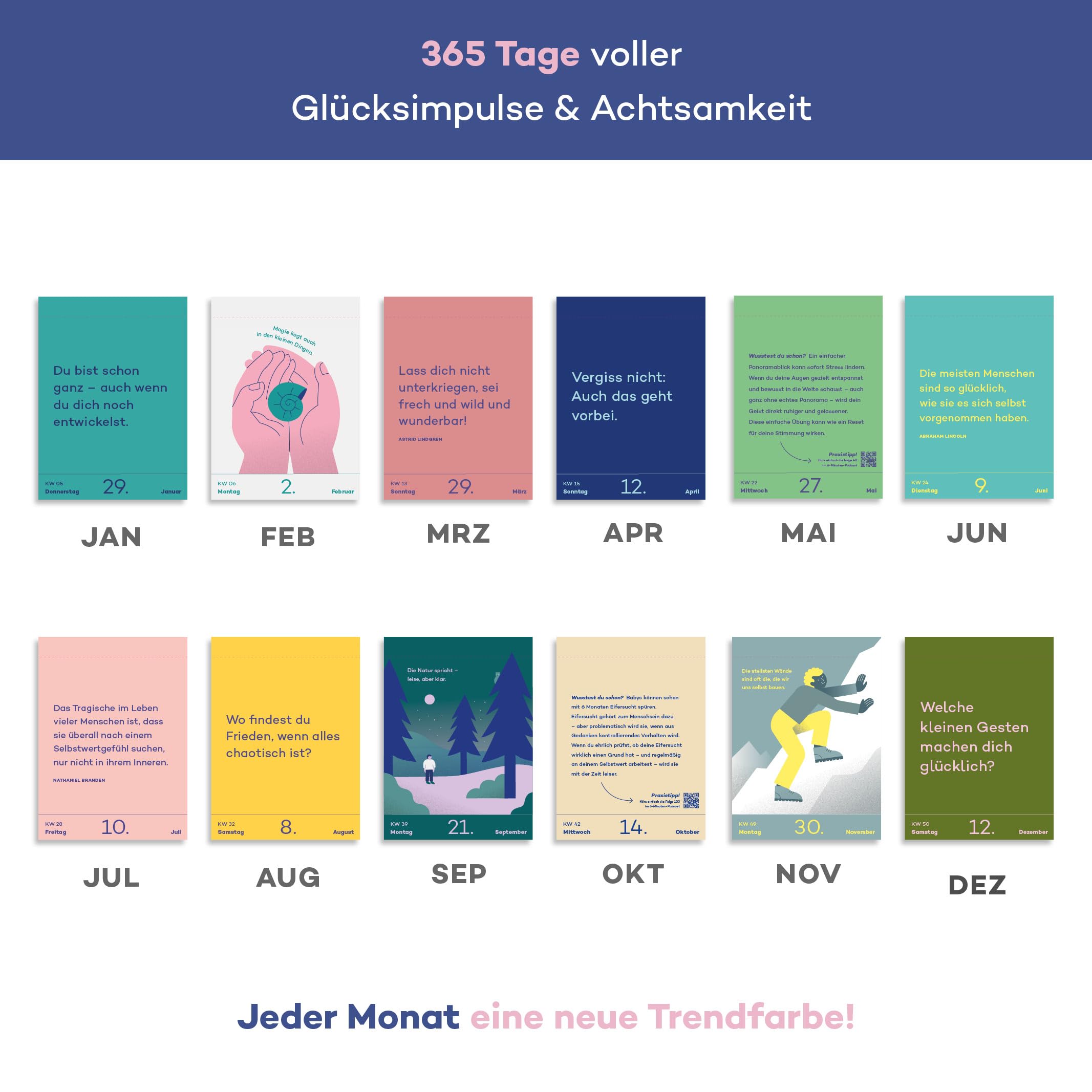 6-Minuten® Abreisskalender 2026 täglich – Achtsamkeitskalender 2026 – 365 Glücksimpulse & Sprüche im Tageskalender – Abreißkalender zum Aufstellen oder Aufhängen 5
