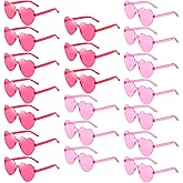 YWL 20 Pairs Heart Shaped Sunglasses Bulk, Colorful Rimless Fun Heart Sunglasses for Women Party Favors