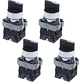 Antrader 4pcs ZB2-BE101 SPDT 2NO 4 Pin 3 Position Rotary Selector Switches | AC 600V 10A Self-Locking Selector Switch,Rotary Control Button for Industrial Electrical Circuit