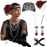 1920s Flapper Gatsby Accessories Set Fashion Roaring 20's Theme Set with Headband Headpiece for Women