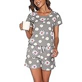 ENJOYNIGHT Womens Pajama Shorts Sets Cotton Pjs Summer Cute Sleepwear with Pockets