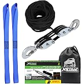 XSTRAP STANDARD Heavy-Duty 2,000 LB Breaking Strength 50 FT Rope Hoist | 1000Lbs work load, metal wheel bearing pulley for lifting heavy objects, includes 2 soft loops, heavy-duty rope hoist (Black)