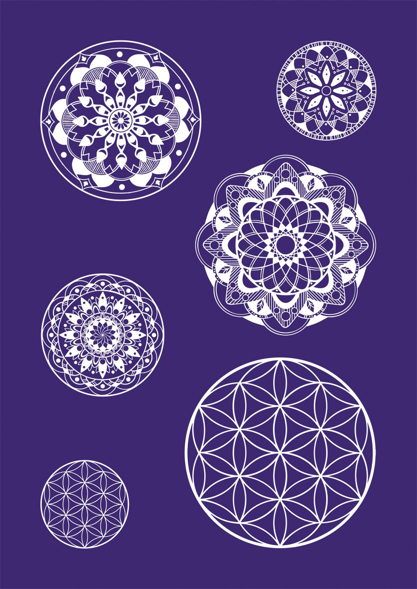 Rayher 45092000, Adhesive Silkscreen, Reusable Silk Screen Stencil, Mandala Design, 210x297mm