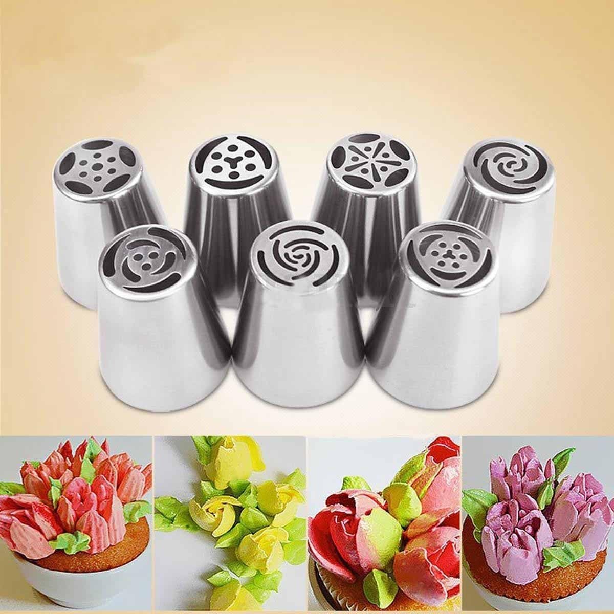 Cake Decorating Supplies 7PC Russian DIY Pastry Cake Icing Piping Decorating Nozzles Tips Baking Tool