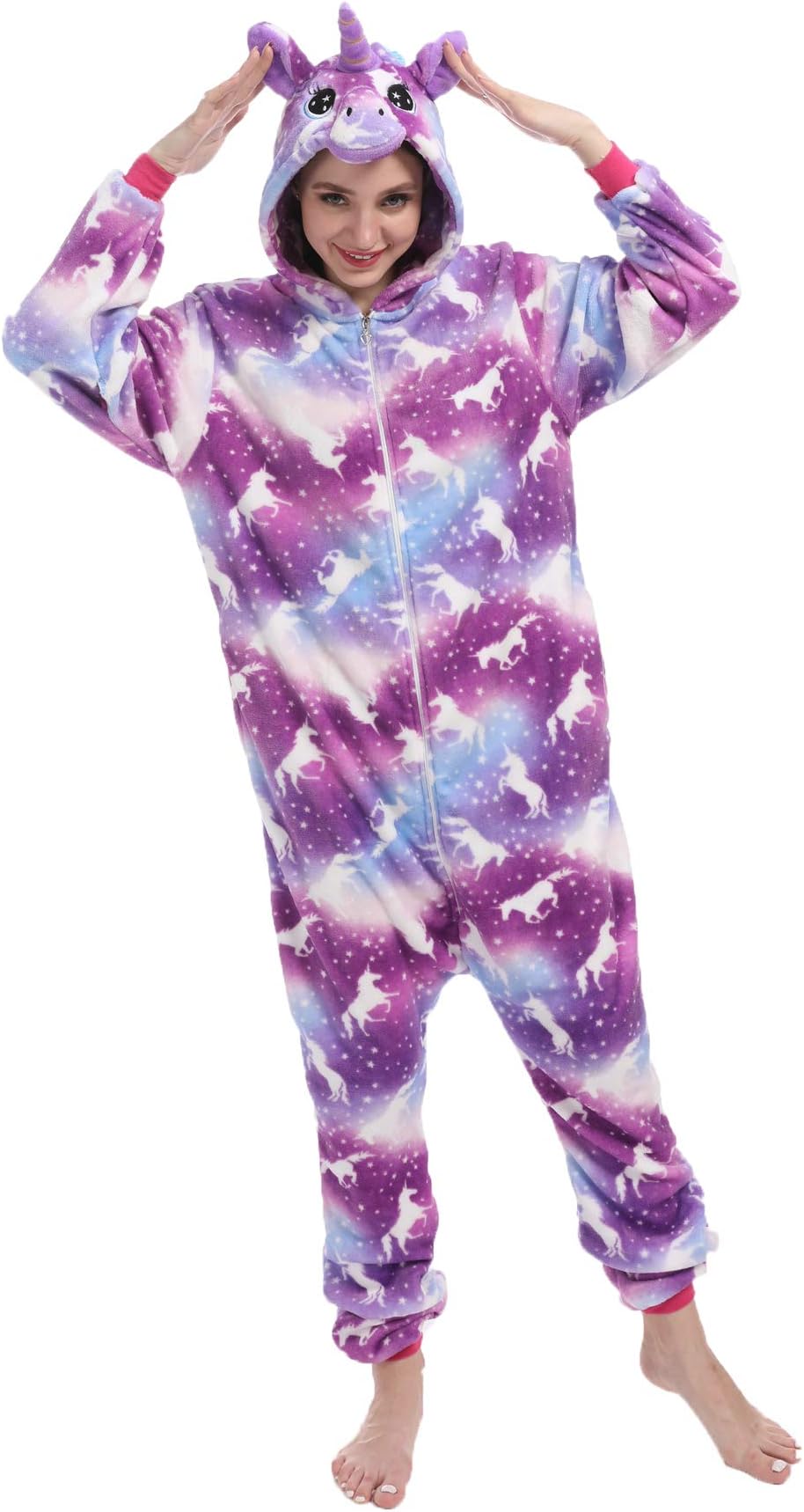 Unisex Unicorn Onesie Pajamas Halloween Cosplay Costume Animal Homewear Onepiece