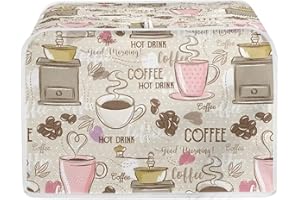 Talayituse Coffee Theme 4 Slice Toaster Covers Dust Protection Bread Maker Covers Toaster Oven Cloth Cover Kitchen Accessorie