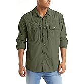 TACVASEN Fishing Shirt for Men, Long Sleeve Shirt Quick Dry Fit, Tactical Shirt Button Up, Work Shirt Lightweight Safari