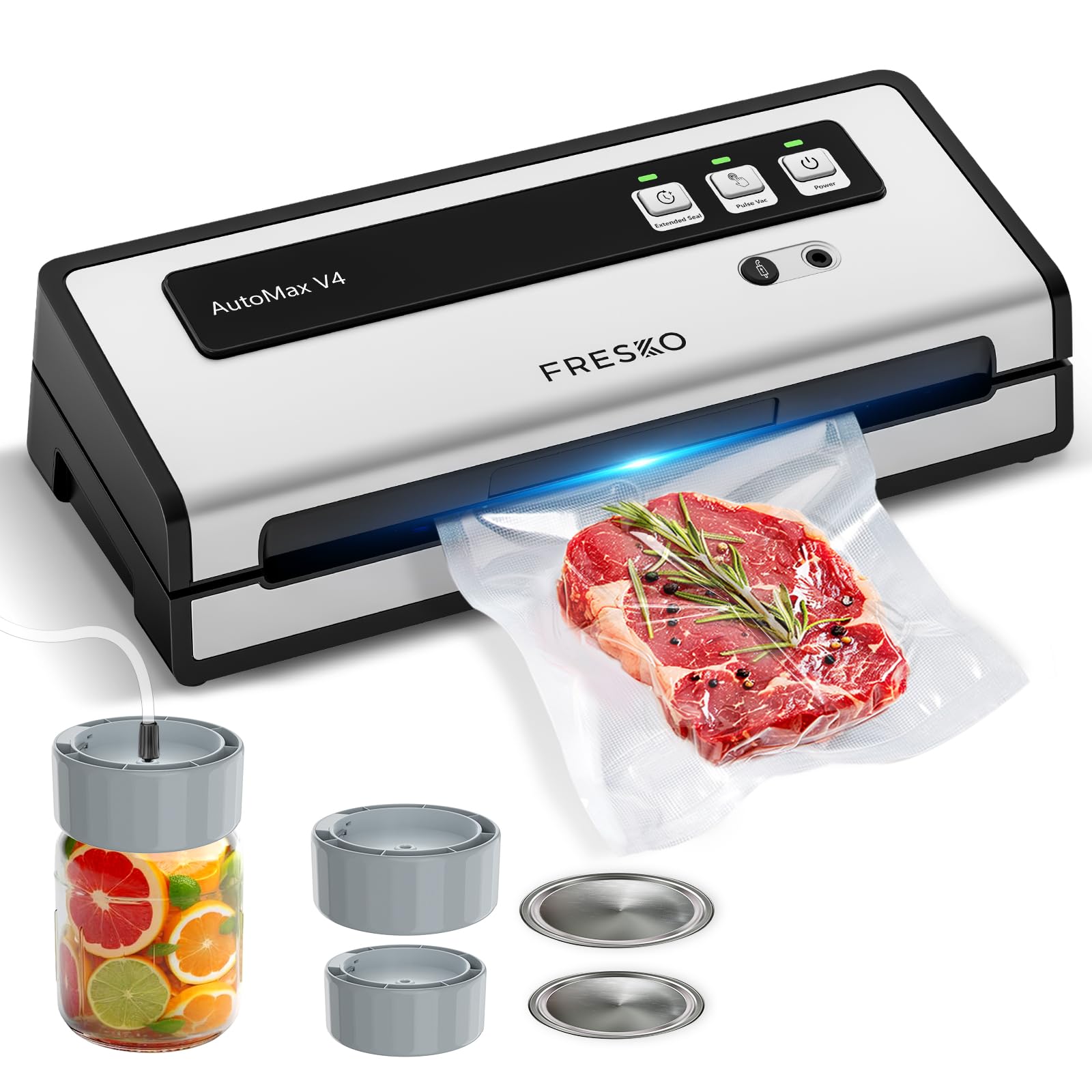 Photo 1 of FRESKO Vacuum Sealer Machine with Automatic Bag Detection, Mason Jar Vacuum Accessory Set, Double Heat Seal, Easy to Use, Starter Kits