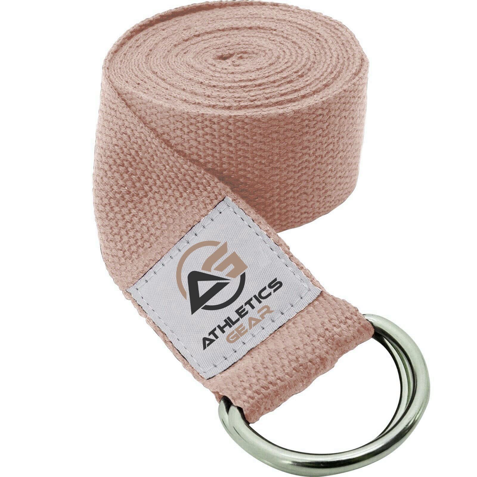 Yoga Strap Belt with Metal D-Ring Buckle, 6ft long & 1.5 inch wide, Made with Durable Cotton for Stretching and Flexibility (Natural) — image 1
