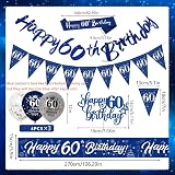 Yontree 60th Birthday Decorations Navy Blue Silver Banner Sash Confetti Balloons view 2