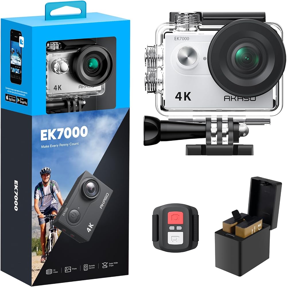 AKASO EK7000 4K 30FPS Action Camera 20MP Ultra HD 170 Wide Angle 98FT